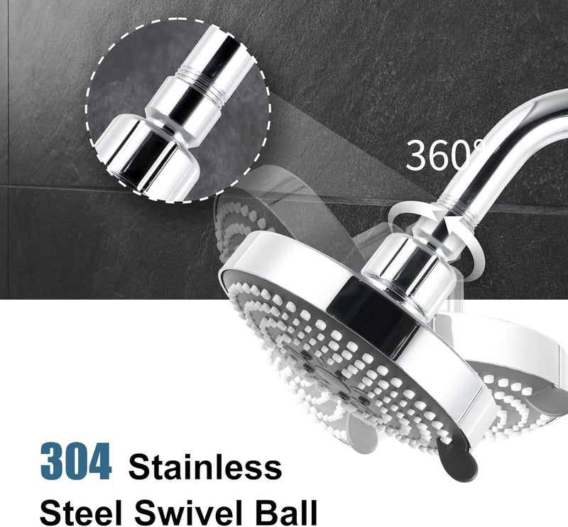 Offo Shower Head, High Pressure Shower Head with 6 Mode, Fixed Showerheads for Strong Water Flow & Relaxing Shower Experience, Chrome - Image 3
